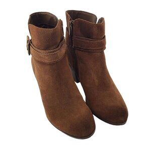 Sam Edelman Womens Lynne Boot Size  6.5 Camel Suede Block Heel Ankle Strap Boho